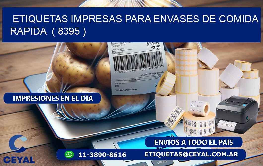 ETIQUETAS IMPRESAS PARA ENVASES DE COMIDA RAPIDA  ( 8395 )