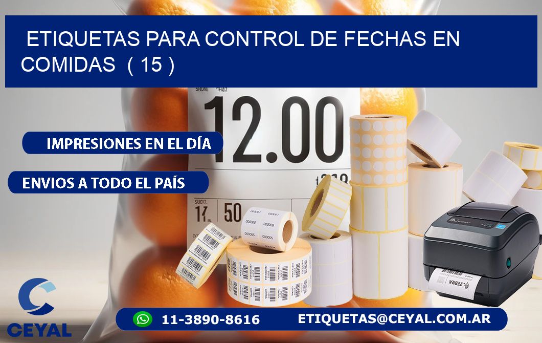 ETIQUETAS PARA CONTROL DE FECHAS EN COMIDAS  ( 15 )