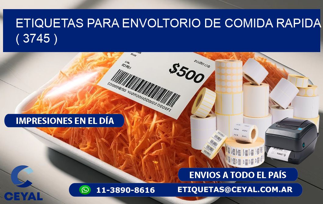 ETIQUETAS PARA ENVOLTORIO DE COMIDA RAPIDA  ( 3745 )
