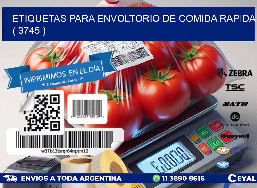 ETIQUETAS PARA ENVOLTORIO DE COMIDA RAPIDA  ( 3745 )