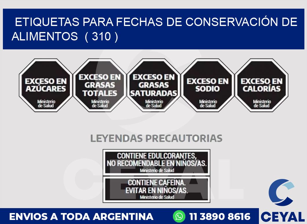 ETIQUETAS PARA FECHAS DE CONSERVACIÓN DE ALIMENTOS  ( 310 )