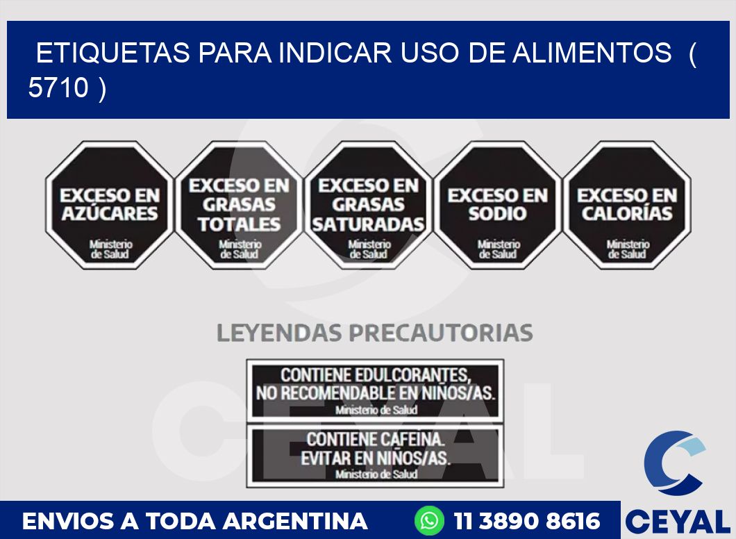 ETIQUETAS PARA INDICAR USO DE ALIMENTOS  ( 5710 )