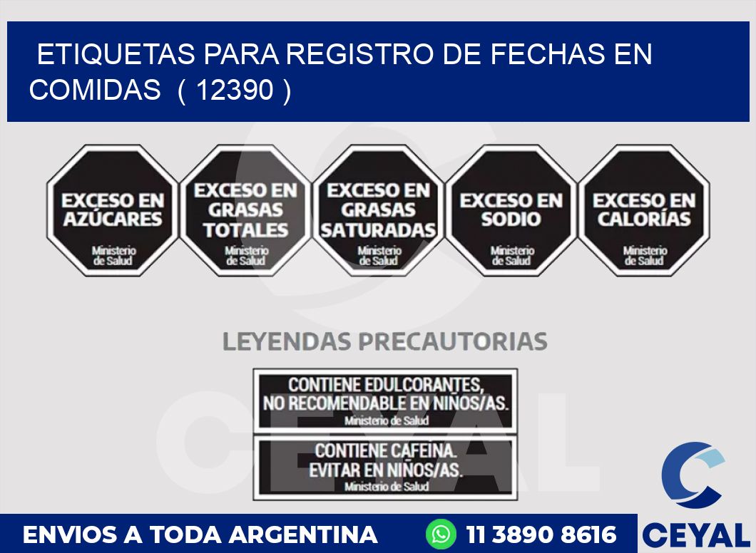 ETIQUETAS PARA REGISTRO DE FECHAS EN COMIDAS  ( 12390 )