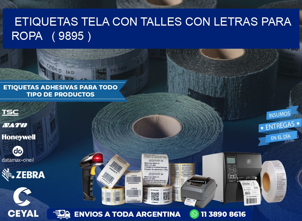 ETIQUETAS TELA CON TALLES CON LETRAS PARA ROPA   ( 9895 )