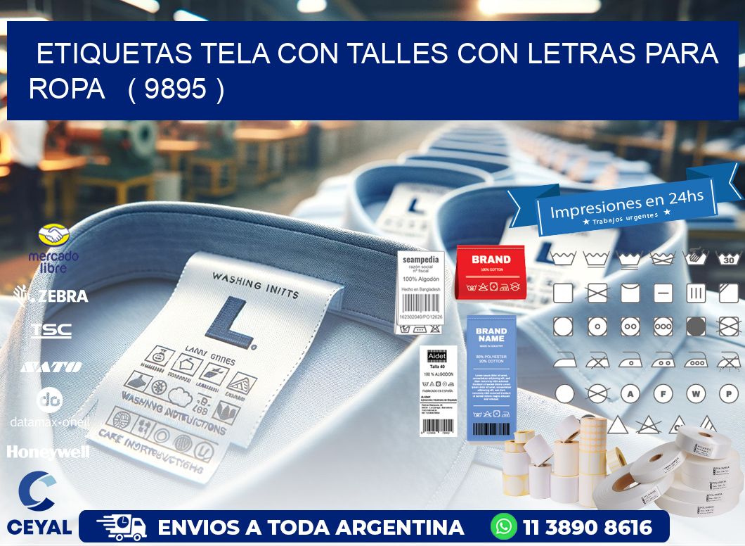 ETIQUETAS TELA CON TALLES CON LETRAS PARA ROPA   ( 9895 )