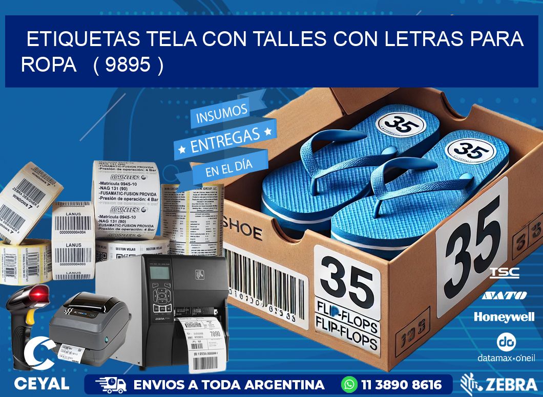 ETIQUETAS TELA CON TALLES CON LETRAS PARA ROPA   ( 9895 )