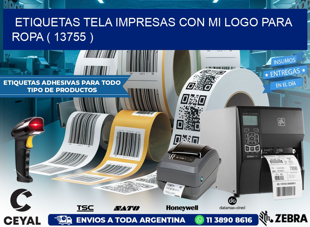 ETIQUETAS TELA IMPRESAS CON MI LOGO PARA ROPA ( 13755 )