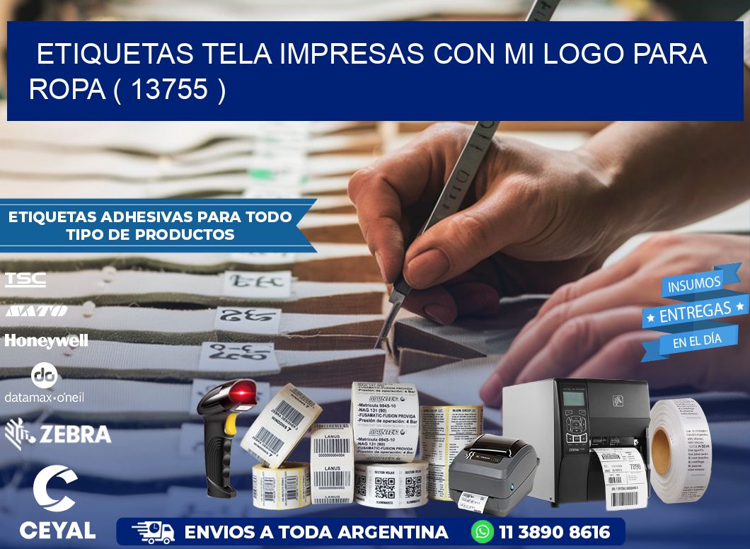 ETIQUETAS TELA IMPRESAS CON MI LOGO PARA ROPA ( 13755 )