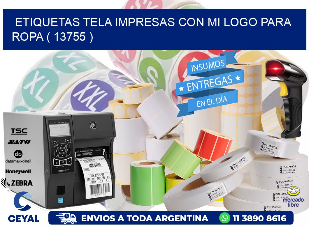 ETIQUETAS TELA IMPRESAS CON MI LOGO PARA ROPA ( 13755 )
