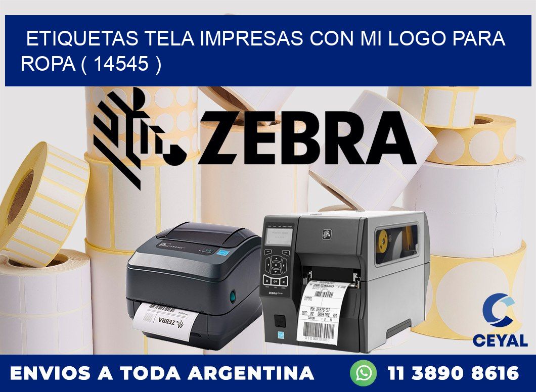 ETIQUETAS TELA IMPRESAS CON MI LOGO PARA ROPA ( 14545 )