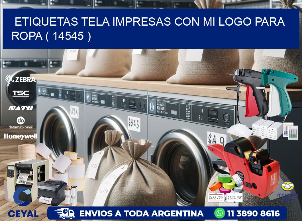 ETIQUETAS TELA IMPRESAS CON MI LOGO PARA ROPA ( 14545 )