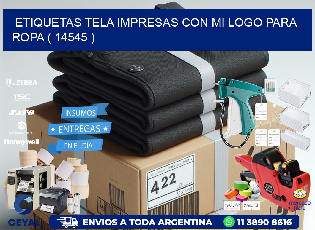 ETIQUETAS TELA IMPRESAS CON MI LOGO PARA ROPA ( 14545 )