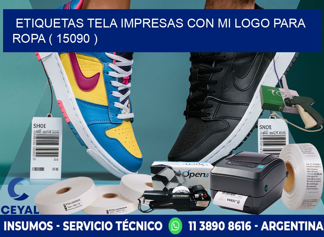 ETIQUETAS TELA IMPRESAS CON MI LOGO PARA ROPA ( 15090 )