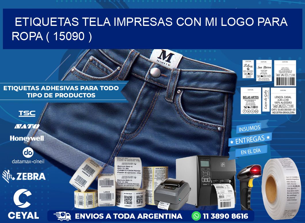 ETIQUETAS TELA IMPRESAS CON MI LOGO PARA ROPA ( 15090 )