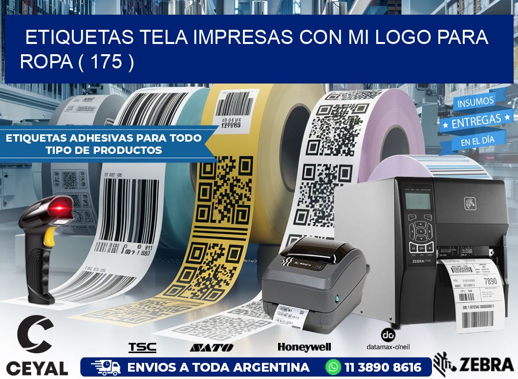 ETIQUETAS TELA IMPRESAS CON MI LOGO PARA ROPA ( 175 )