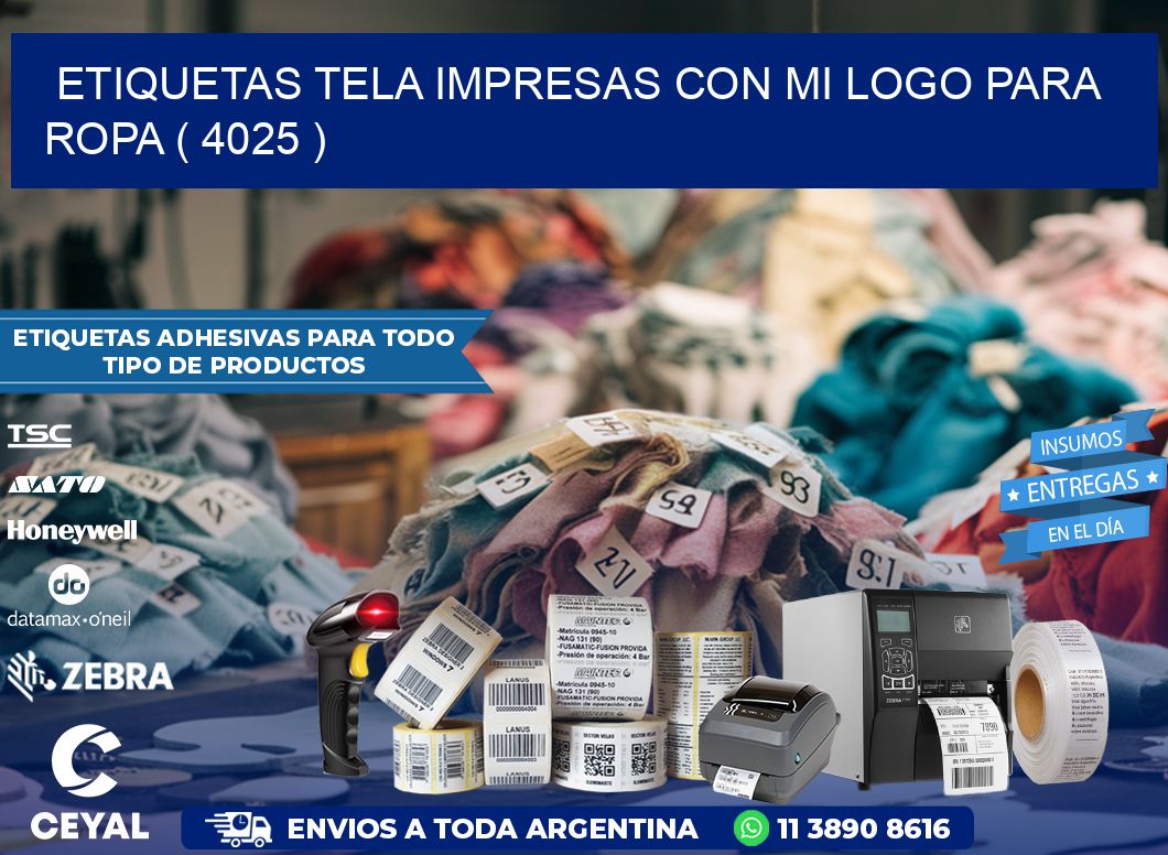 ETIQUETAS TELA IMPRESAS CON MI LOGO PARA ROPA ( 4025 )