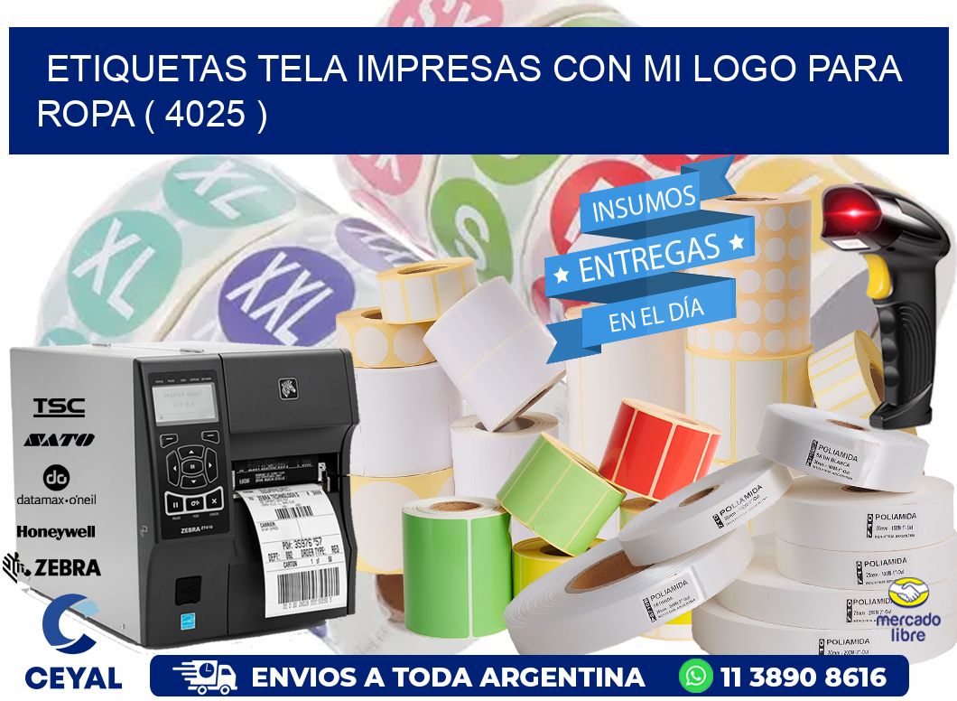ETIQUETAS TELA IMPRESAS CON MI LOGO PARA ROPA ( 4025 )