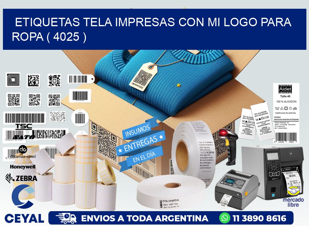 ETIQUETAS TELA IMPRESAS CON MI LOGO PARA ROPA ( 4025 )