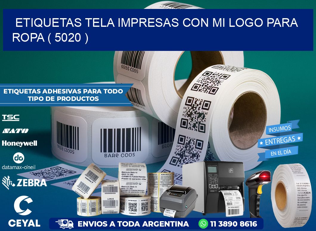 ETIQUETAS TELA IMPRESAS CON MI LOGO PARA ROPA ( 5020 )