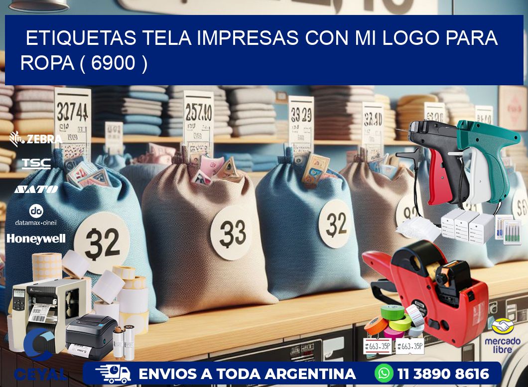 ETIQUETAS TELA IMPRESAS CON MI LOGO PARA ROPA ( 6900 )