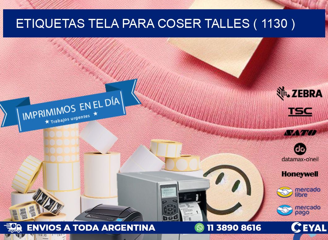 ETIQUETAS TELA PARA COSER TALLES ( 1130 )