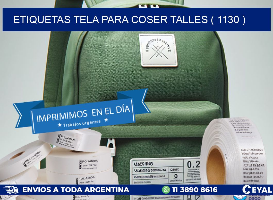 ETIQUETAS TELA PARA COSER TALLES ( 1130 )