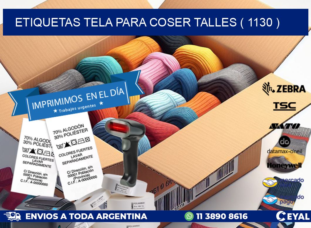 ETIQUETAS TELA PARA COSER TALLES ( 1130 )