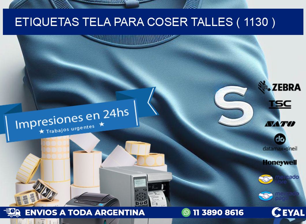 ETIQUETAS TELA PARA COSER TALLES ( 1130 )