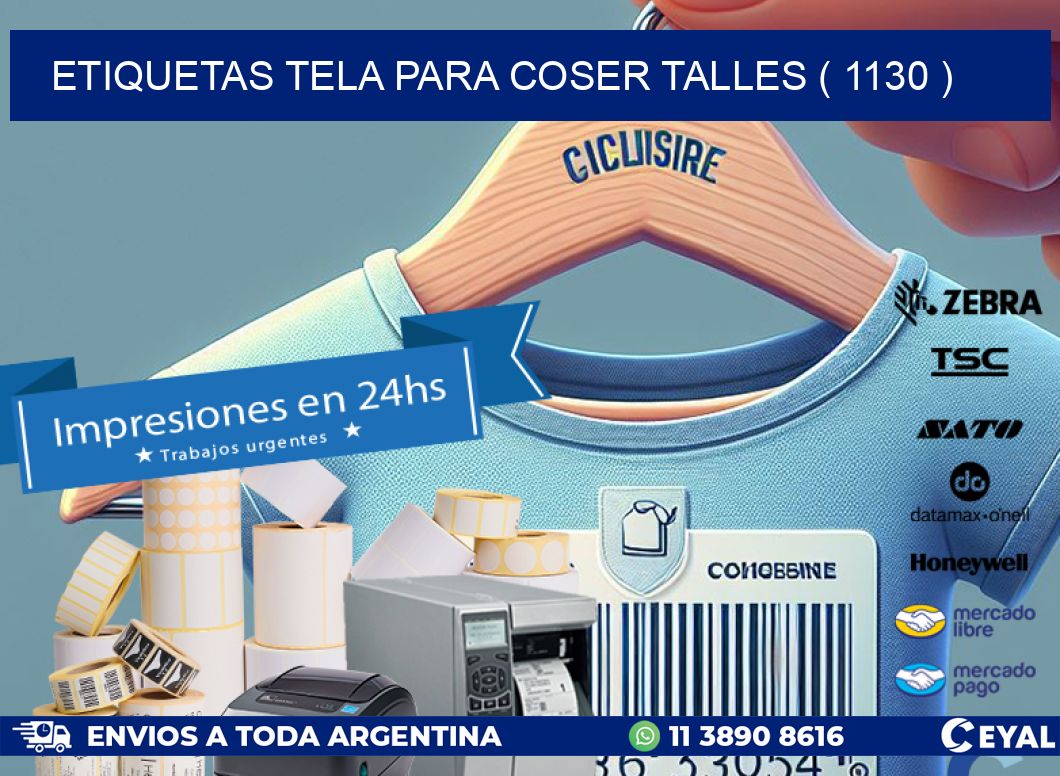ETIQUETAS TELA PARA COSER TALLES ( 1130 )