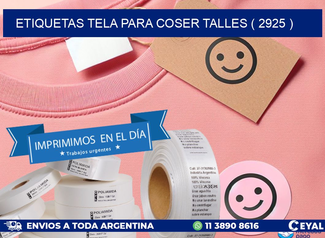 ETIQUETAS TELA PARA COSER TALLES ( 2925 )