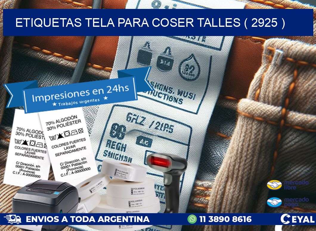 ETIQUETAS TELA PARA COSER TALLES ( 2925 )