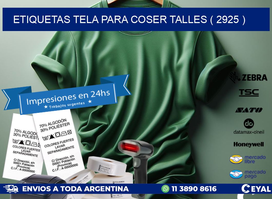 ETIQUETAS TELA PARA COSER TALLES ( 2925 )
