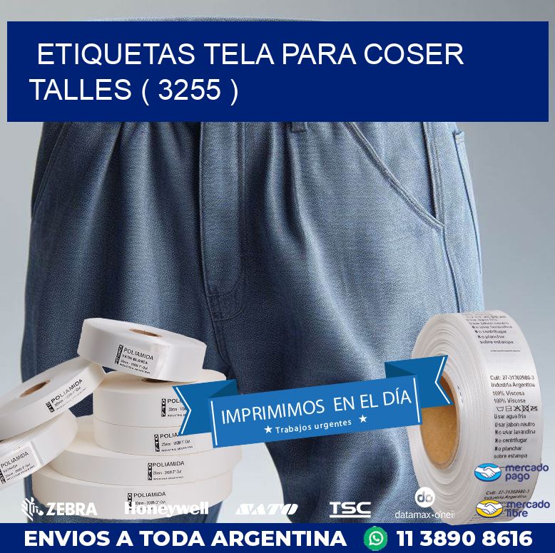 ETIQUETAS TELA PARA COSER TALLES ( 3255 )