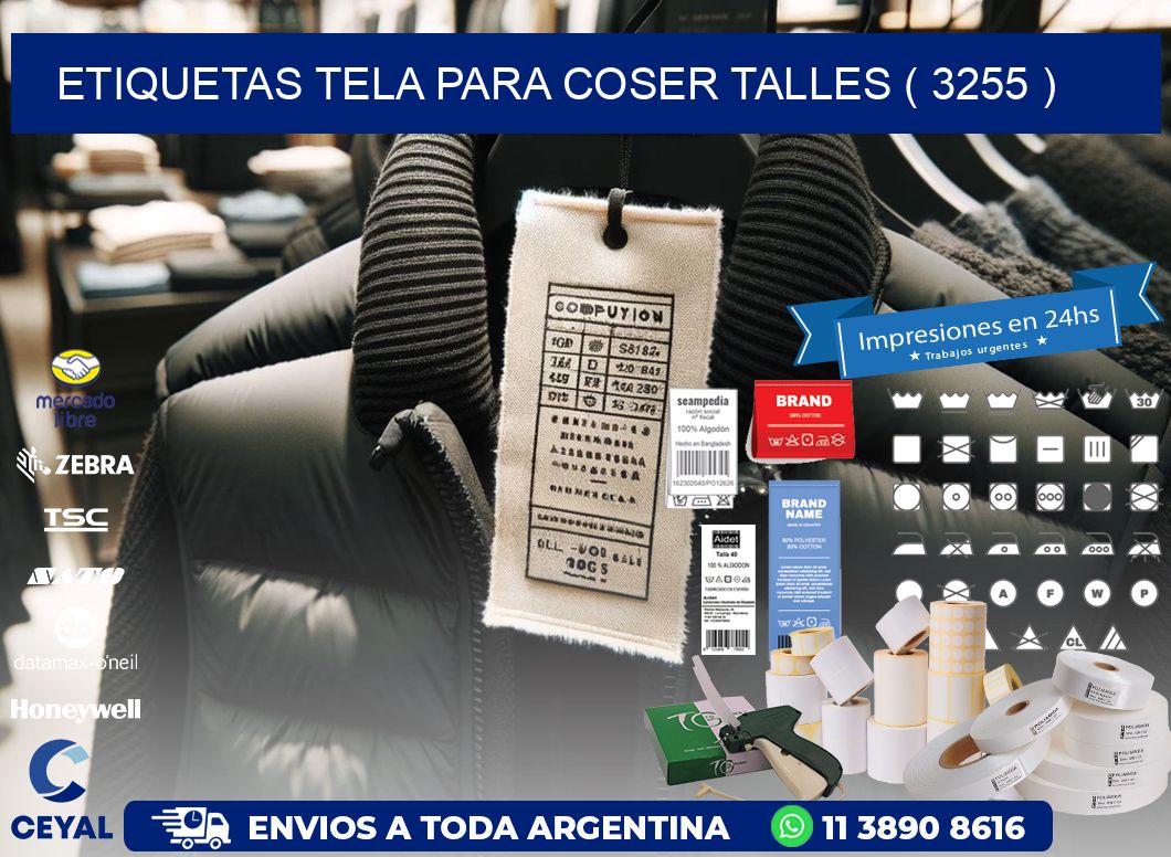 ETIQUETAS TELA PARA COSER TALLES ( 3255 )