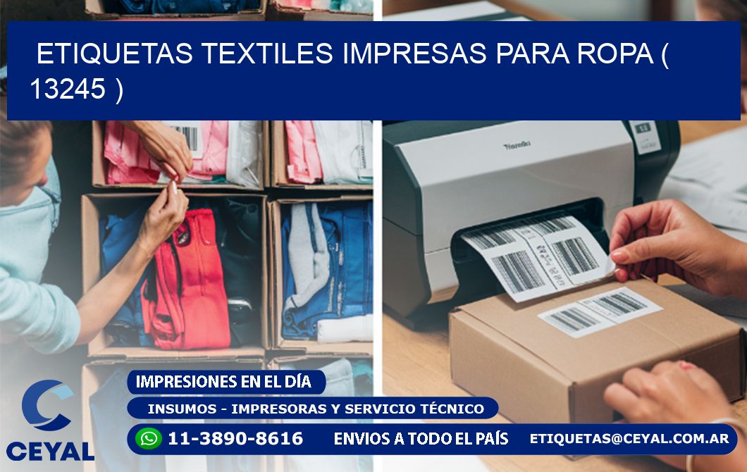 ETIQUETAS TEXTILES IMPRESAS PARA ROPA ( 13245 )