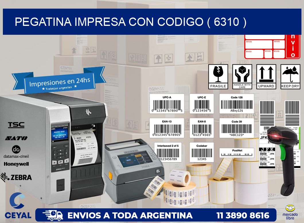 PEGATINA IMPRESA CON CODIGO ( 6310 )