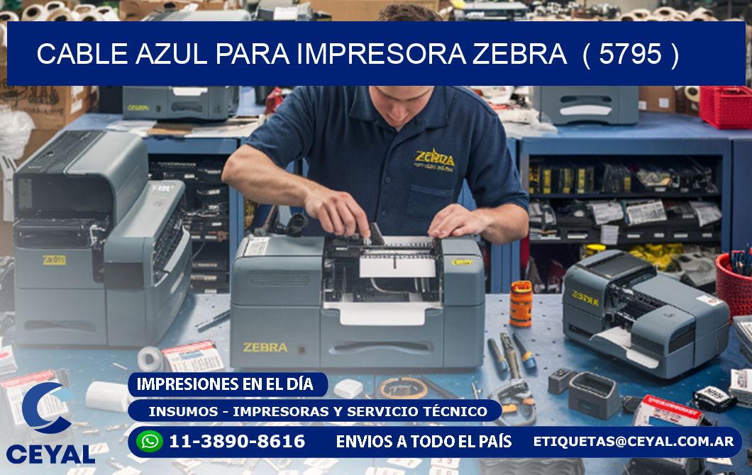 cable azul para impresora zebra  ( 5795 )