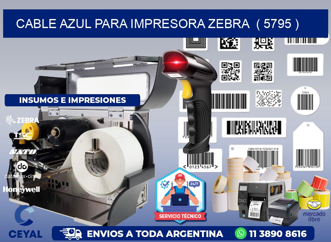 cable azul para impresora zebra  ( 5795 )