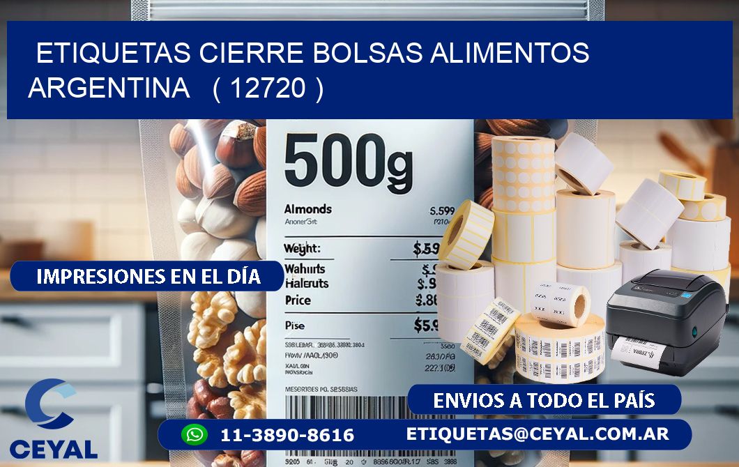 ETIQUETAS CIERRE BOLSAS ALIMENTOS ARGENTINA   ( 12720 )