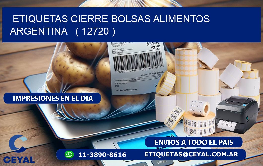 ETIQUETAS CIERRE BOLSAS ALIMENTOS ARGENTINA   ( 12720 )