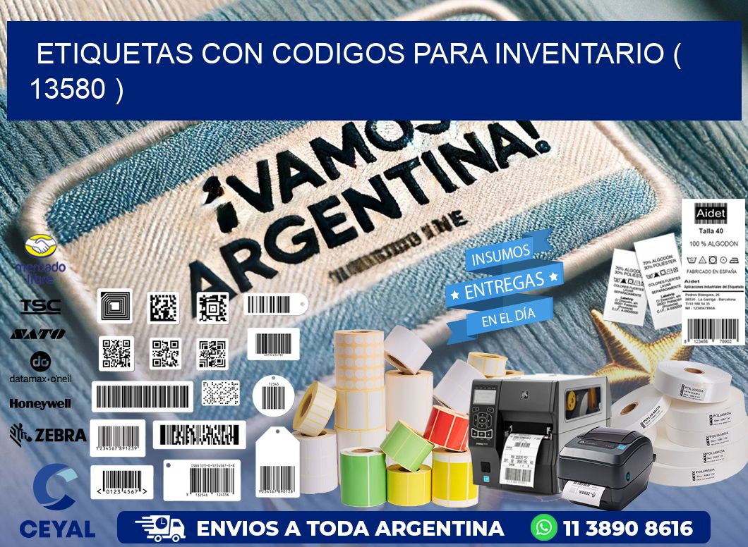 ETIQUETAS CON CODIGOS PARA INVENTARIO ( 13580 )