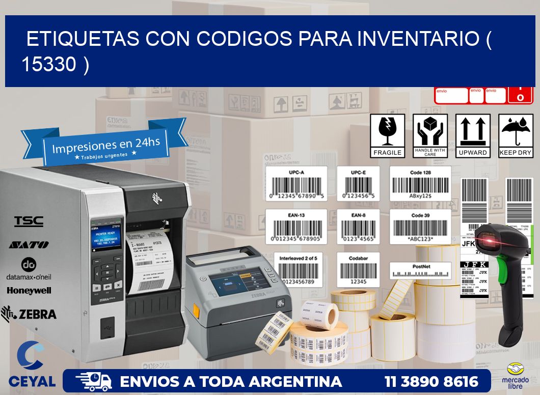 ETIQUETAS CON CODIGOS PARA INVENTARIO ( 15330 )