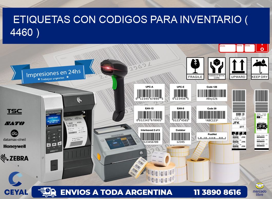 ETIQUETAS CON CODIGOS PARA INVENTARIO ( 4460 )