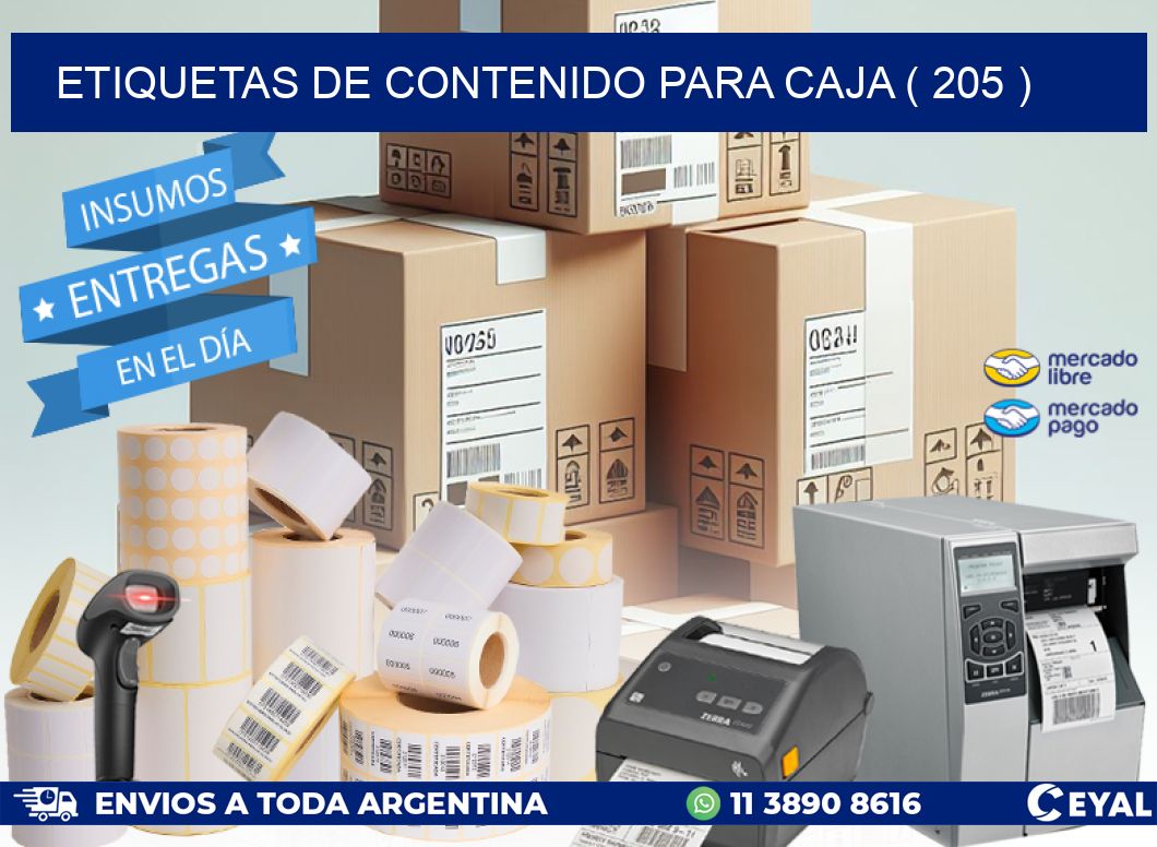 ETIQUETAS DE CONTENIDO PARA CAJA ( 205 )