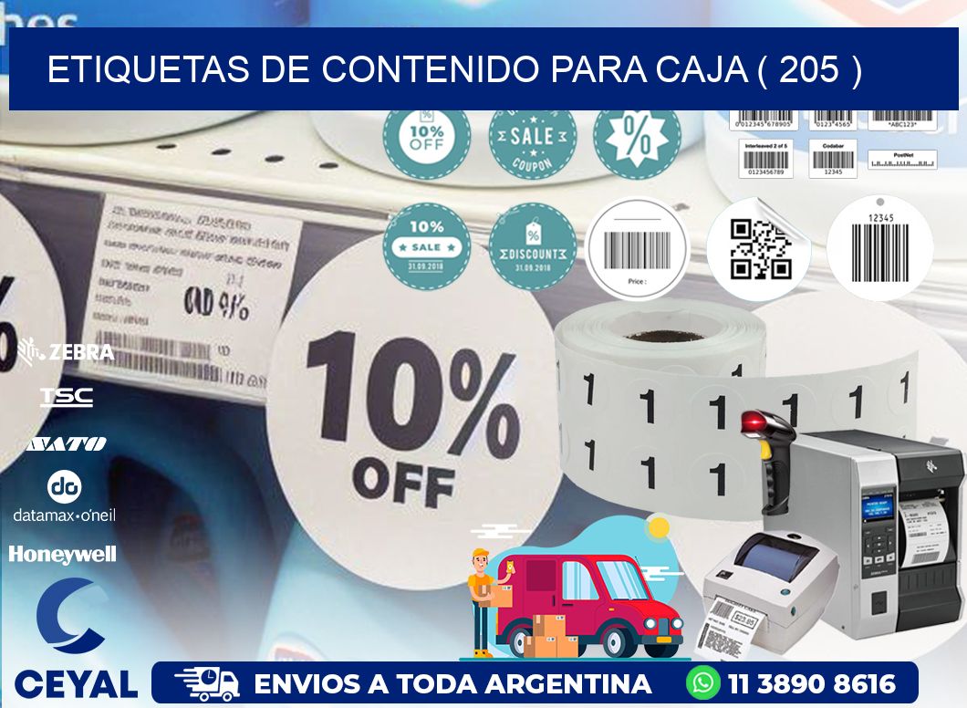 ETIQUETAS DE CONTENIDO PARA CAJA ( 205 )