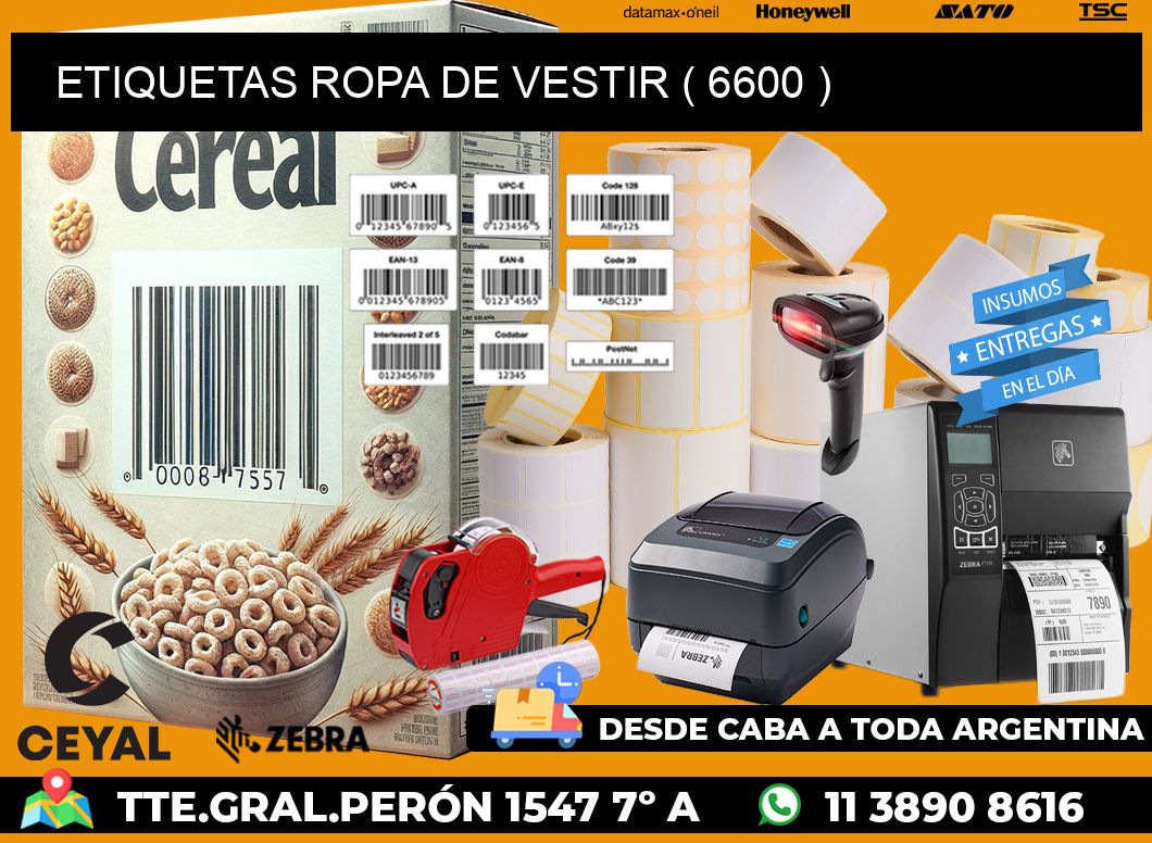 ETIQUETAS ROPA DE VESTIR ( 6600 )