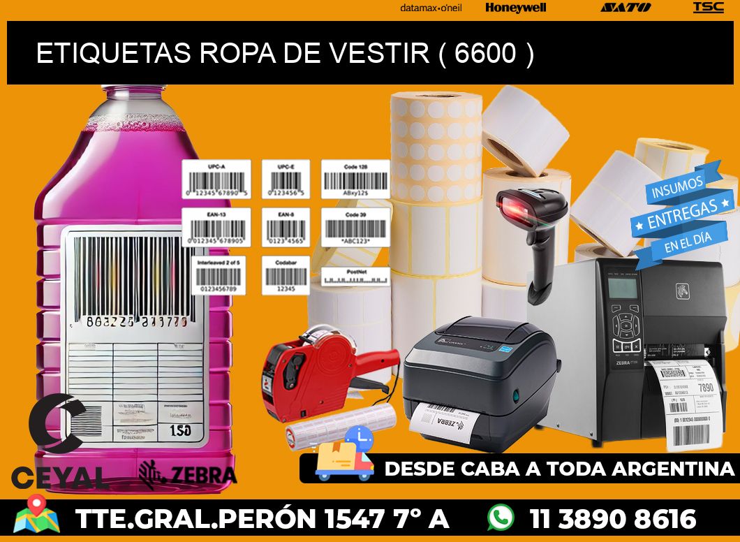 ETIQUETAS ROPA DE VESTIR ( 6600 )