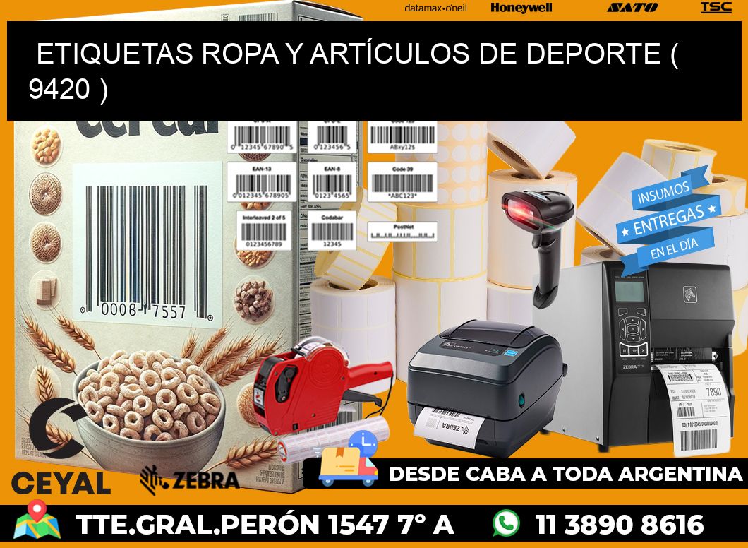 ETIQUETAS ROPA Y ARTÍCULOS DE DEPORTE ( 9420 )