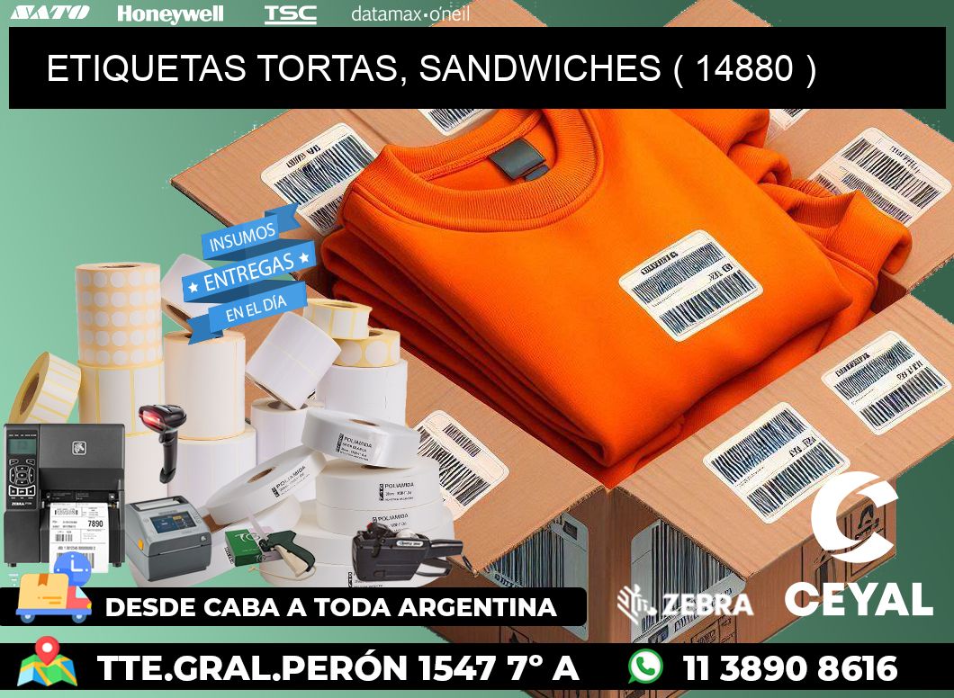 ETIQUETAS TORTAS, SANDWICHES ( 14880 )