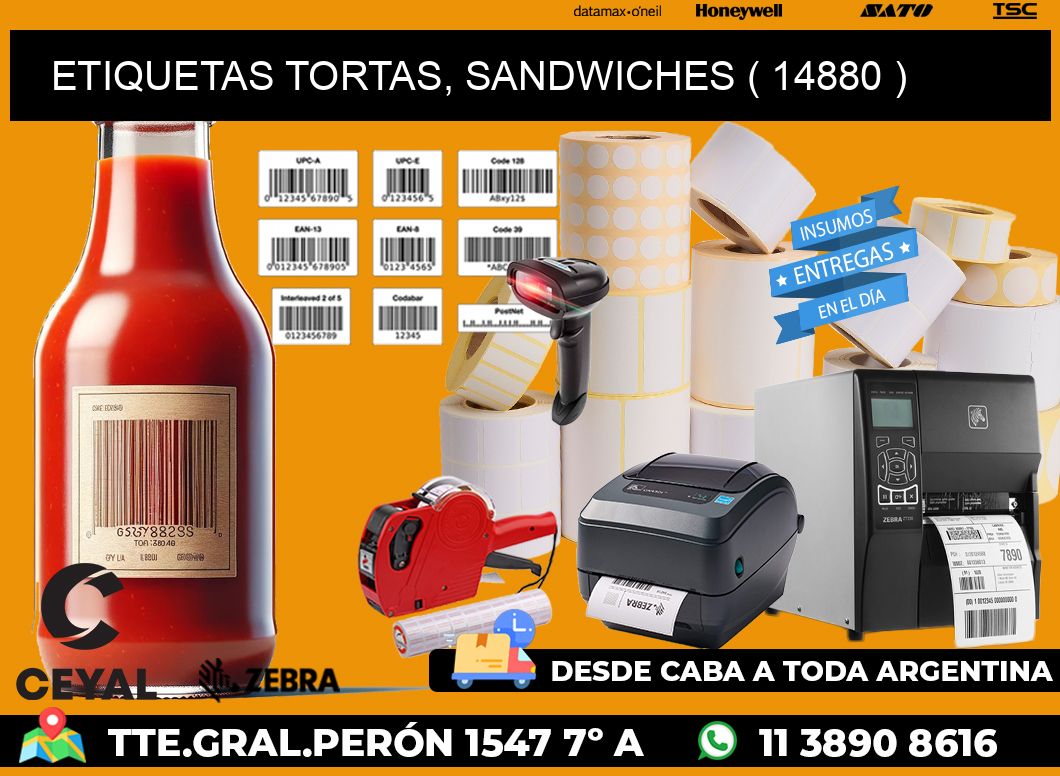 ETIQUETAS TORTAS, SANDWICHES ( 14880 )